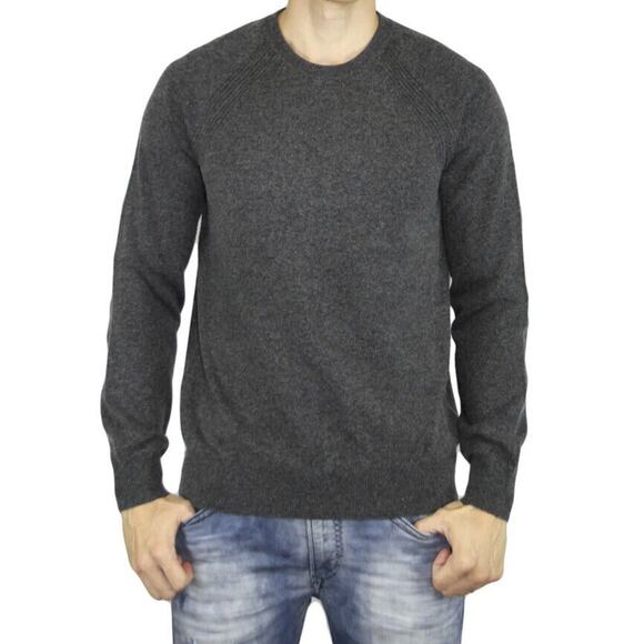 VINCE Men's Wool Cashmere Crewneck Pullover Sweater Elbow Patch Size XXL In Gray - Picture 2 of 10